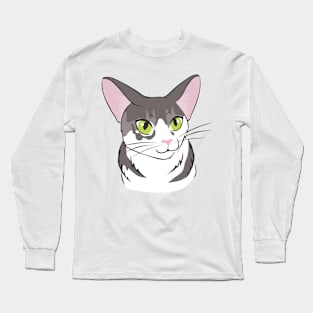 Gray and White Cat Long Sleeve T-Shirt